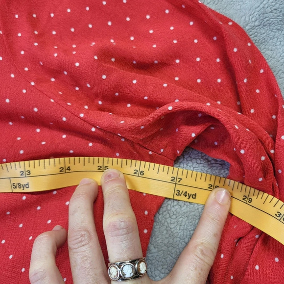 Casual Collection by F&F Polka Dot Top Flowy Button-up Red Coquette Ruffle - Picture 9 of 14